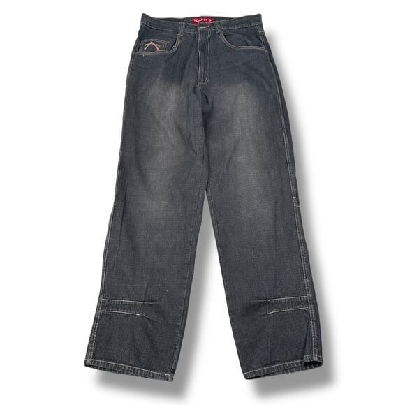 Vintage Y2K Karl Kani Baggy Jeans Mens 34 x 34 Faded Black Denim 100% Cotton